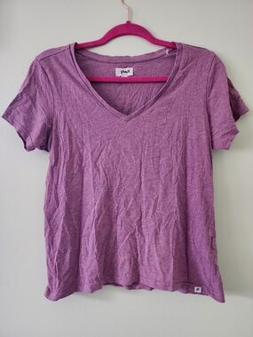 Pact Heathered Lavender V-Neck Short Sleeve Tee